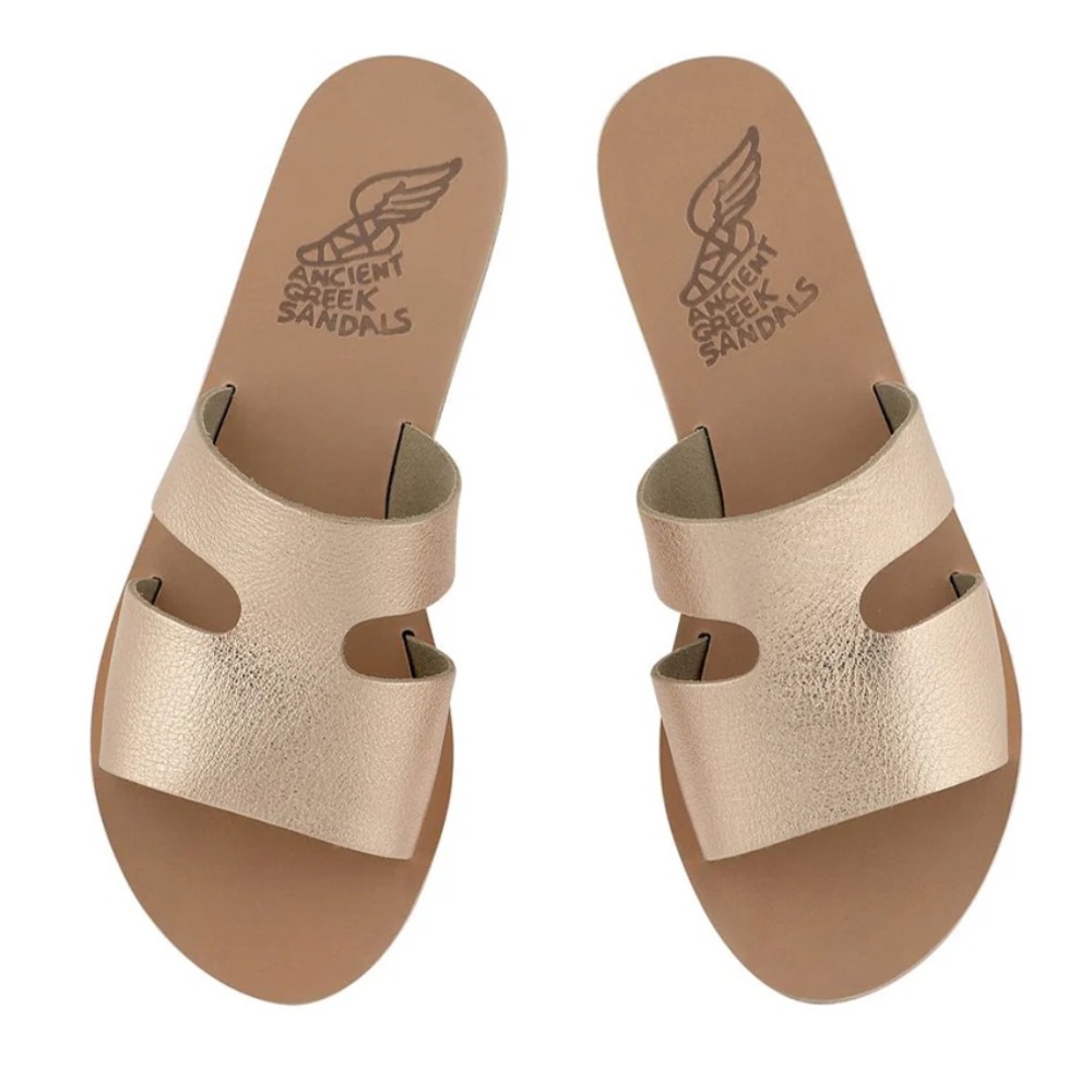 Ancient Greek Sandals Apteros Sandals in Metallic Pink Metal